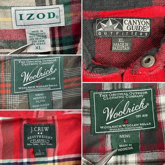 Lot of 5 Plaid Shirts Men's L/XL Plaid Button Down Shirts Woolrich J. Crew EUC - Picture 9 of 13